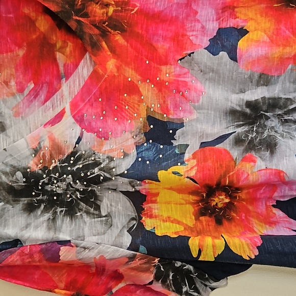 Womens Blue Flowered Shirt Pull-Over Time and Tru Size XXL (20) T13 - Picture 3 of 6